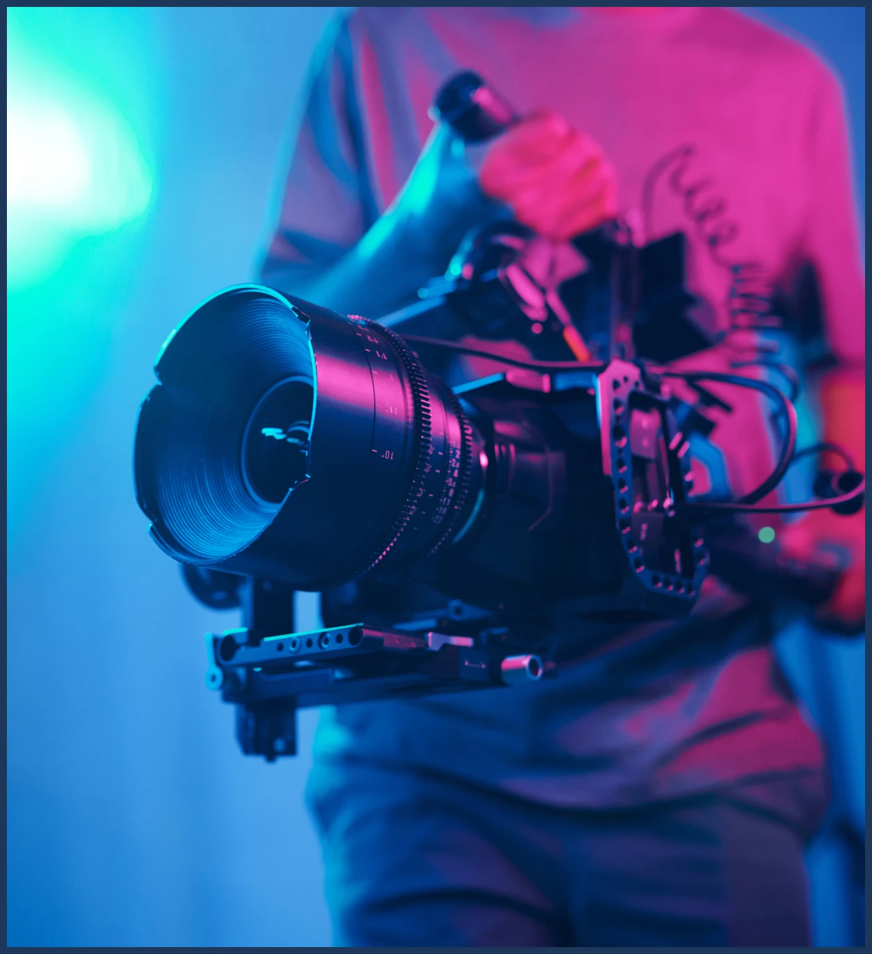 Filmmaker operating a camera rig